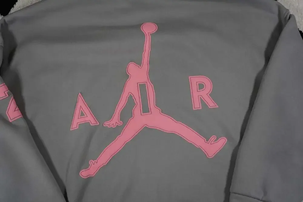 Jordan Unisex Grey Hoodie with Pink Jumpman Logo and 23 Graphic
